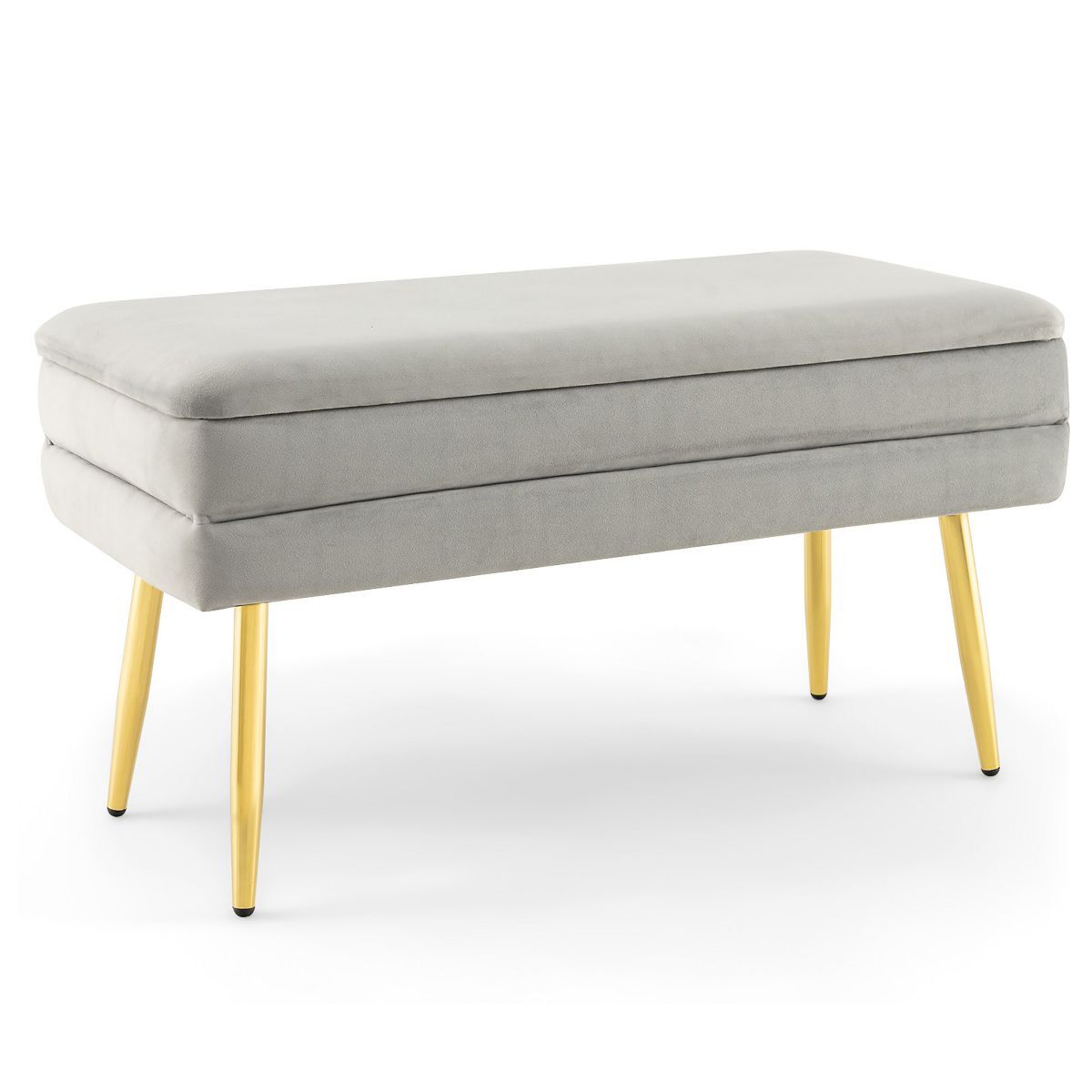 Tangkula Velvet Upholstered Storage Bench Bedroom Ottoman Bench w/ Removable Top Grey | Target