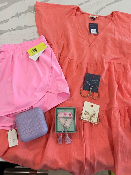 New purchases from Target! 2 items aren’t online yet. Loved these gold hoops because they’re not heavy. These are my fave workout shorts from Target and I do my normal size lg. This coral flutter dress is gorgeous but it’s way too big so I’ll need to size down to a medium. 

Target fashion, target dress, target jewelry 

#LTKmidsize #LTKsalealert #LTKworkwear