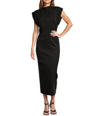 Antonio Melani Harper Matte Jersey Mock Neck Dropped Cap Sleeve Midi Sheath Dress | Dillard's | Dillard's
