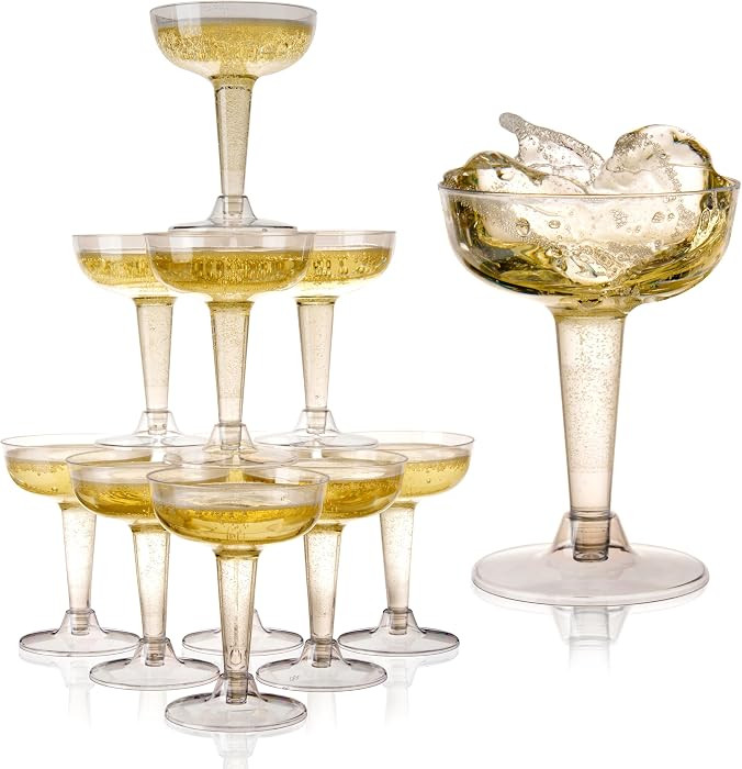 TRUE Champagne Tower Disposable Plastic Champagne Coupe Glasses 5 oz \u2013 20 Pack Clear Cocktai... | Amazon (US)
