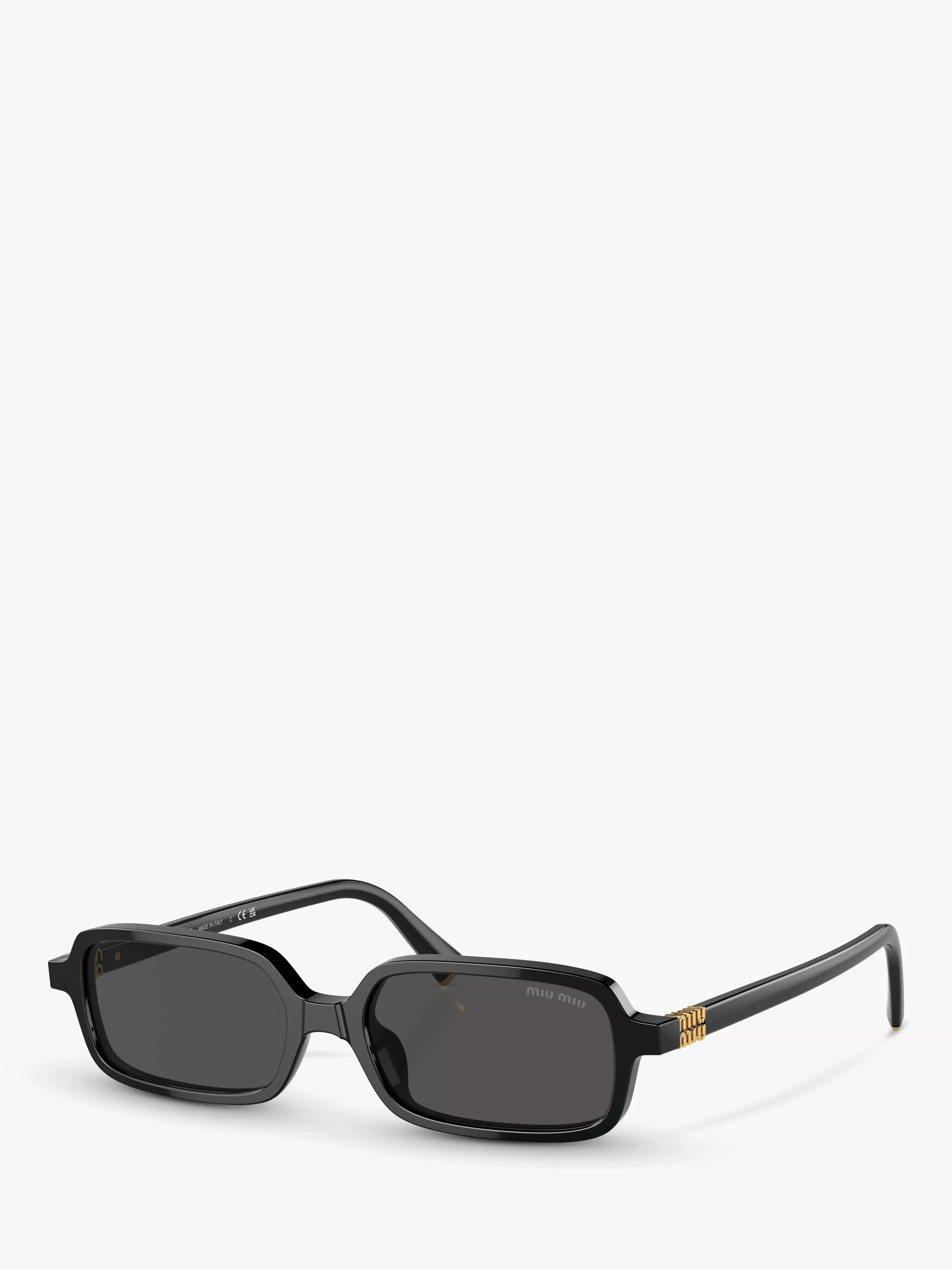 Miu Miu 0MU11Z Rectangular Sunglasses, Black | John Lewis (UK)