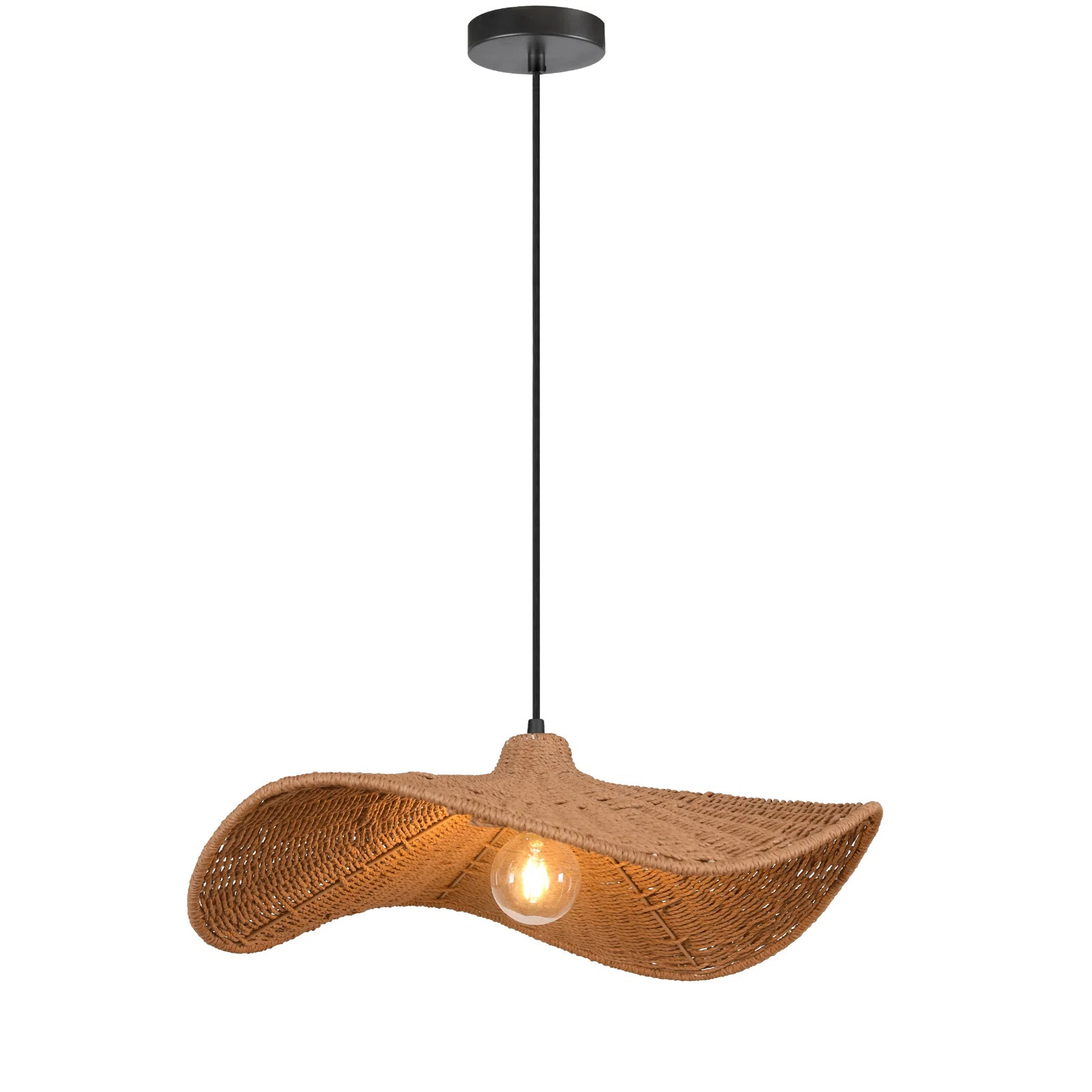 Selma 1 Light Pendant - Small - Wavy Wicker Shade | Wayfair North America