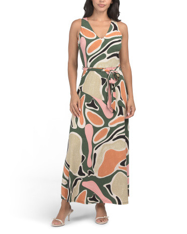 V-neck Abstract Maxi Dress for Women | Polyester/Spandex | Marshalls