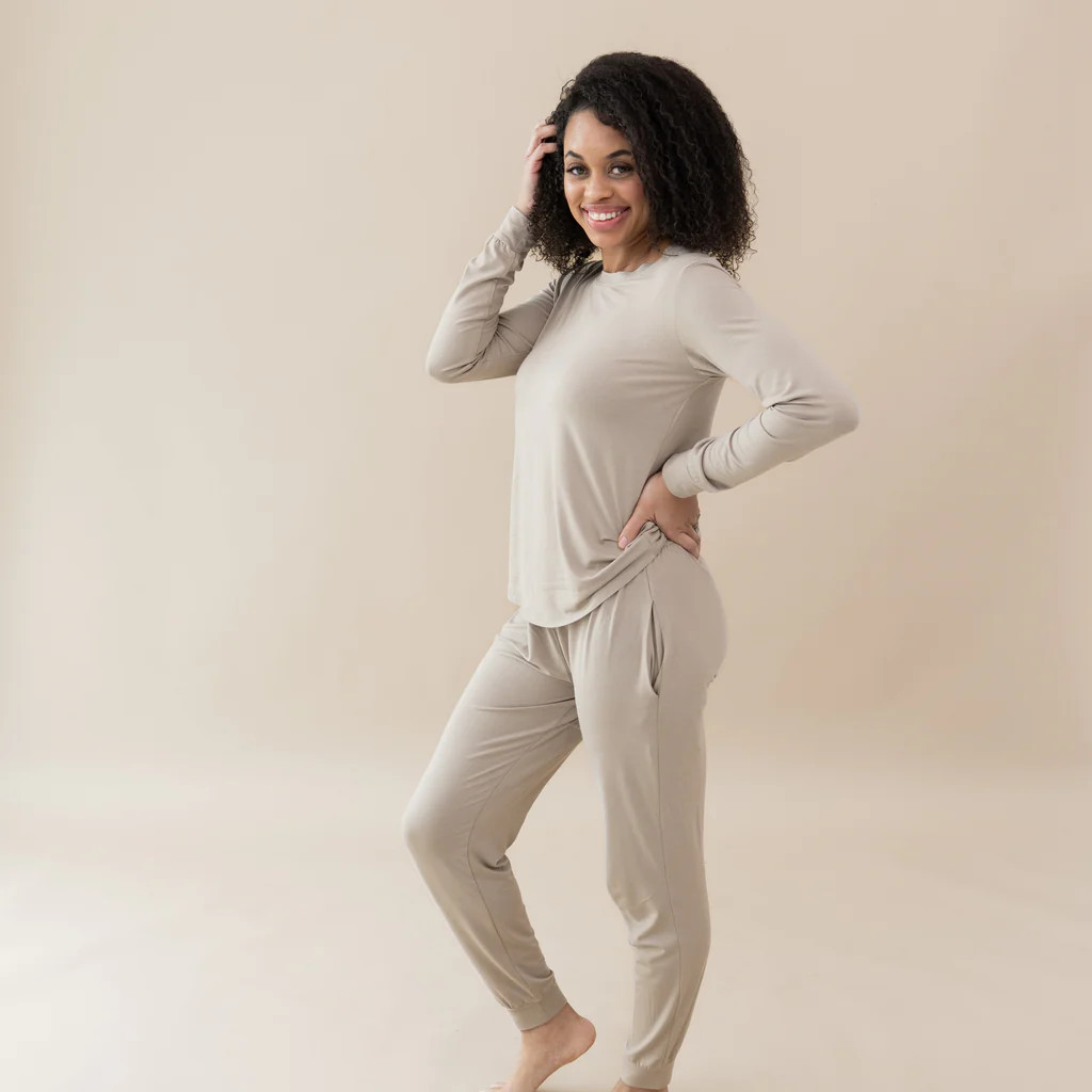 Women's Jogger Pajama Set in Almond | Kyte Baby
