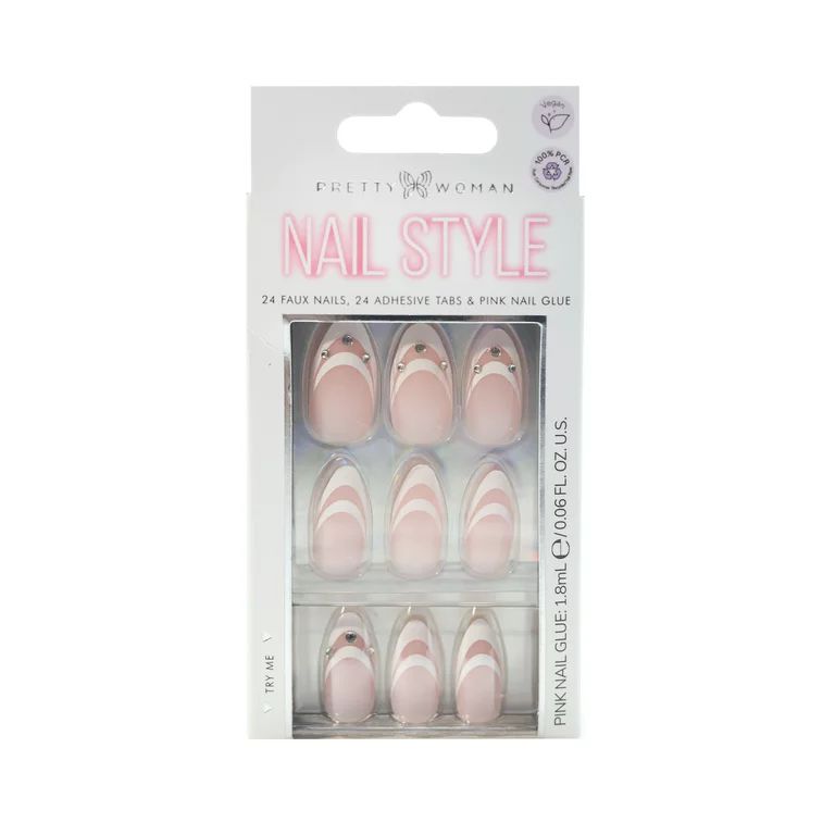Pretty Woman Nail Style, Glue-on Nails, White Tips, 24 Nails | Walmart (US)
