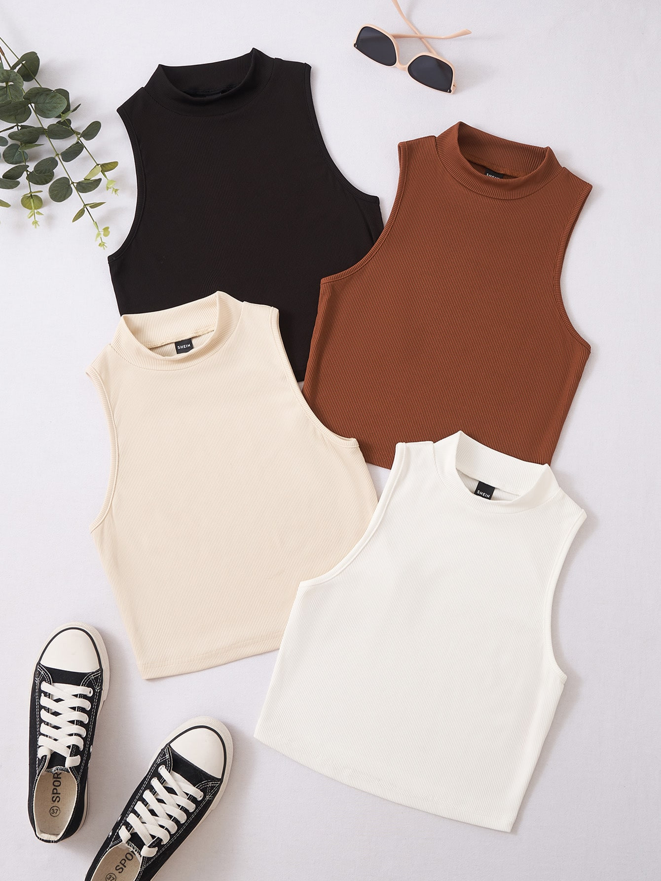 SHEIN MOOSTA 4pcs Solid Tank Top | SHEIN USA | SHEIN