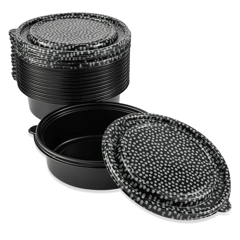 Thyme & Table 24 Piece Circle Meal Prep Food Container, Black | Walmart (US)