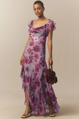 BHLDN Ruffle Chiffon Maxi Dress | Anthropologie (US)