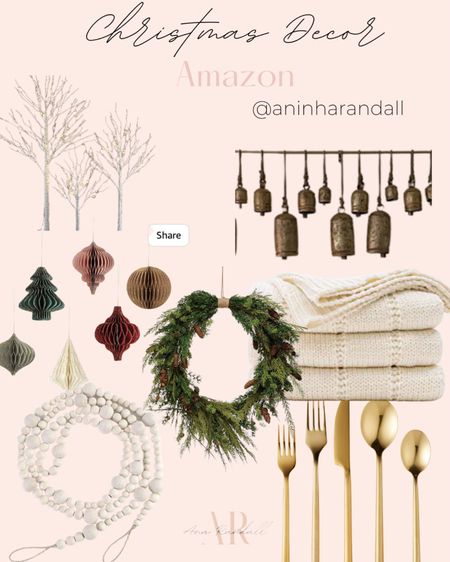 Amazon holiday decor, dress, bells, ornaments, wreath, blanket, beads, flatware 

#LTKHoliday #LTKhome #LTKSeasonal