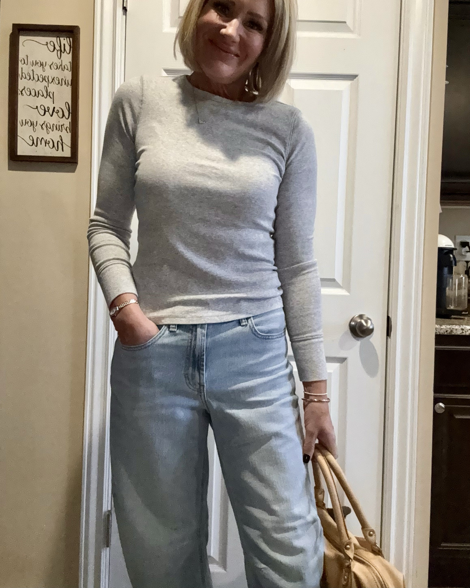 Old Navy high waisted barrel ankle jeans light wash under $30 | Walmart ribbed long sleeve tee under $10 | Archies arch support slides tan | Free People Baby Emerson tote Italian straw | affordable spring outfit | neutral everyday outfit | relaxed fit denim | capsule wardrobe basics | casual chic style

Affordable meets elevated.

Elevated basics. Everyday outfit.
All pieces fit true to size

#LTKootd #LTKOver40 #LTKSpringSale