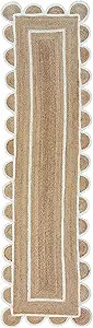 Amazon.com: Weaving Village Scalloped Natural Jute Area Rug, Natural Base Off White Trim : Home &... | Amazon (US)
