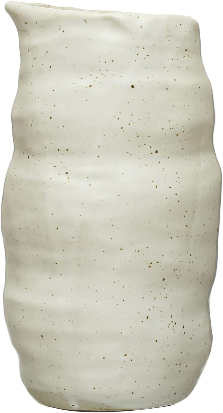 Creative Co-Op Farmhouse Organically Shaped Stoneware Handleless, White Pitcher | Amazon (US)