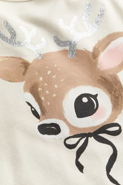 Printed jersey top - Light beige/Deer - Kids | H&M GB | H&M (UK, MY, IN, SG, PH, TW, HK)