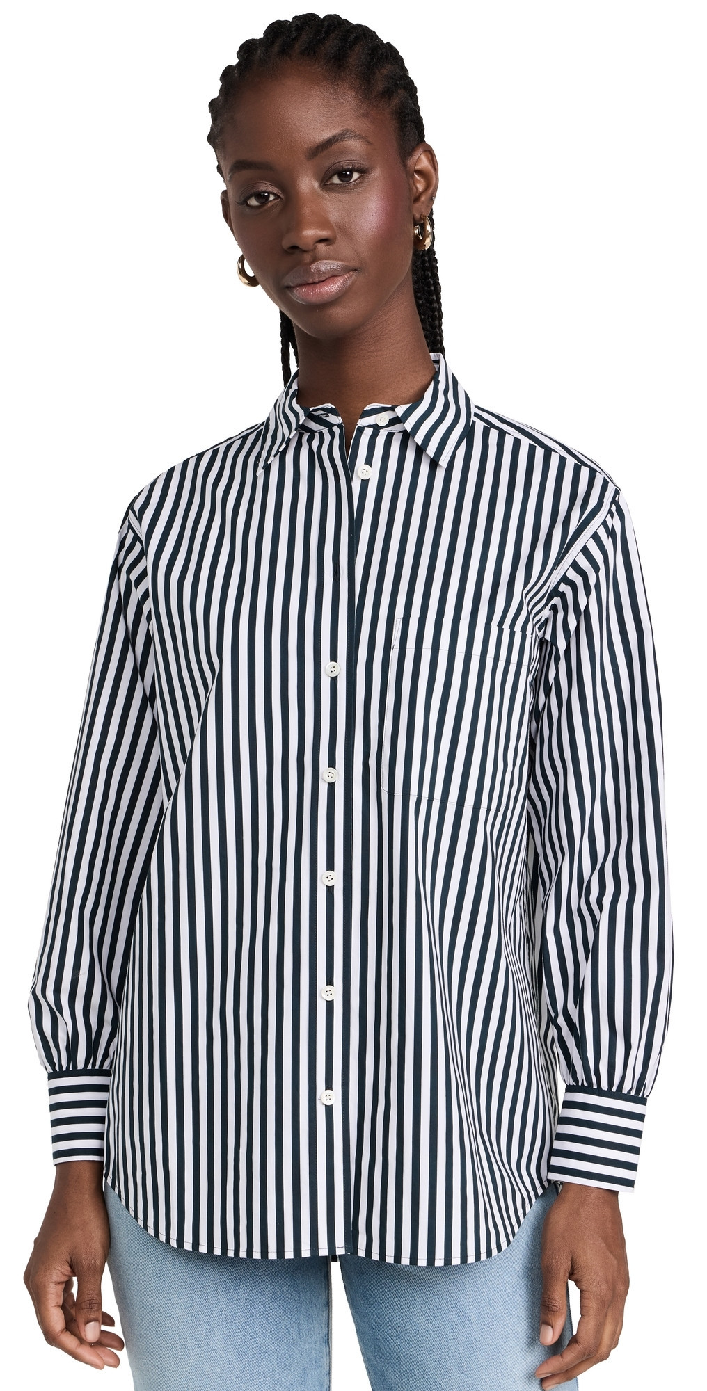 FRAME Oversized Pocket Shirt Navy Multi S | Shopbop