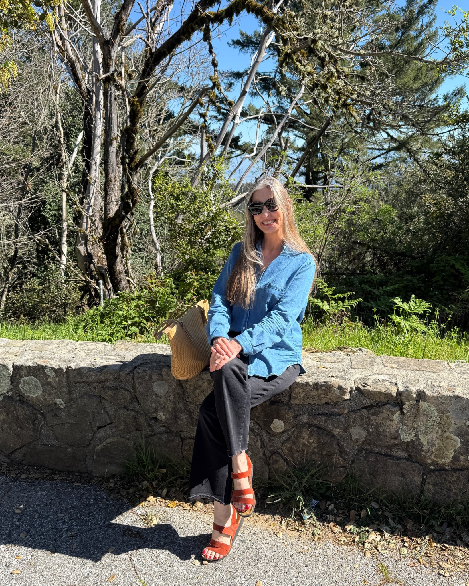 Loving this F & E iconic denim shirt! True to size. #springootd #californiacasual #capsulewardrobe #minimalist 

#LTKMidsize #LTKdayinmylife #LTKOver40