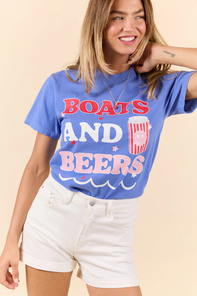 Boats And Beers Blue Graphic Tee SALE | Pink Lily