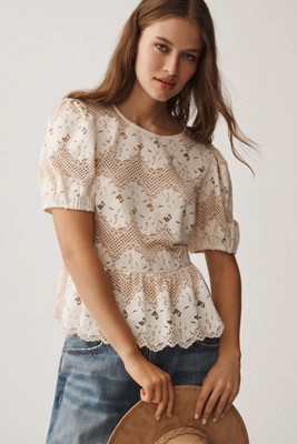 Dolan Left Coast Printed Peplum Top | Anthropologie (US)