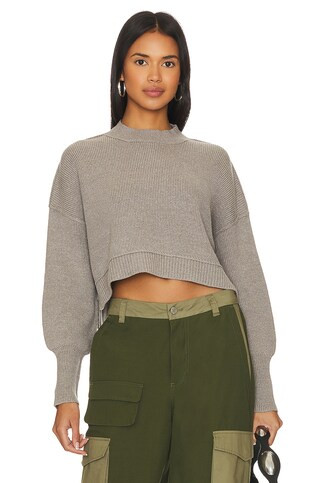 Free People Easy Street Crop Pullover in Heather Grey from Revolve.com | Revolve Clothing (Global)