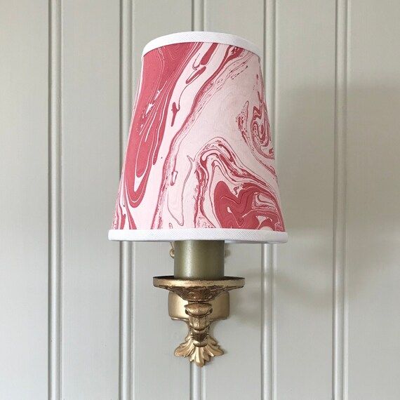 Hand Marbled Blush Lava - Small Candle Clip Lampshade Wall/Chandelier | Etsy (US)
