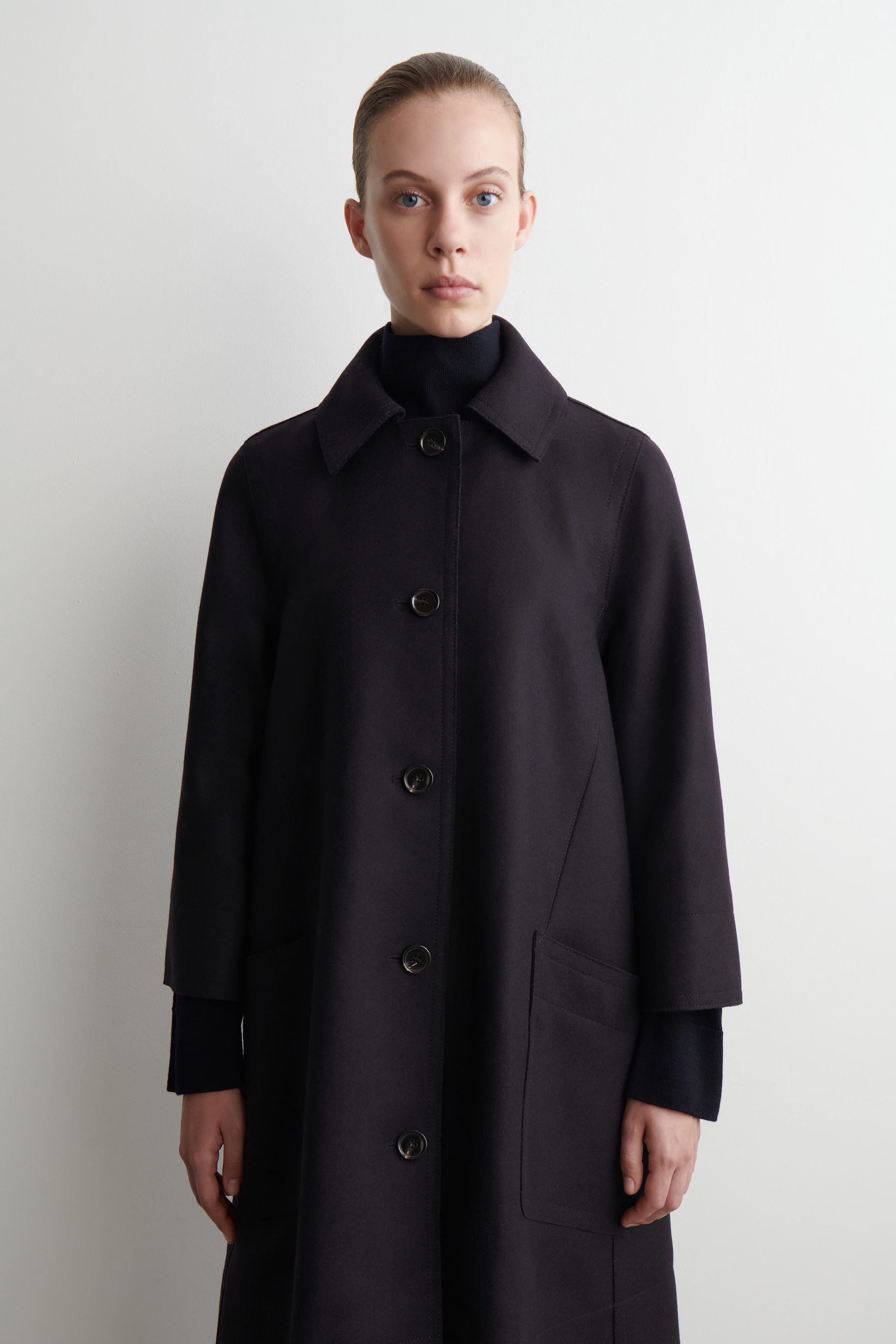 VOLUMINOUS WOOL LONG CAR COAT - NAVY | COS US | COS (US)