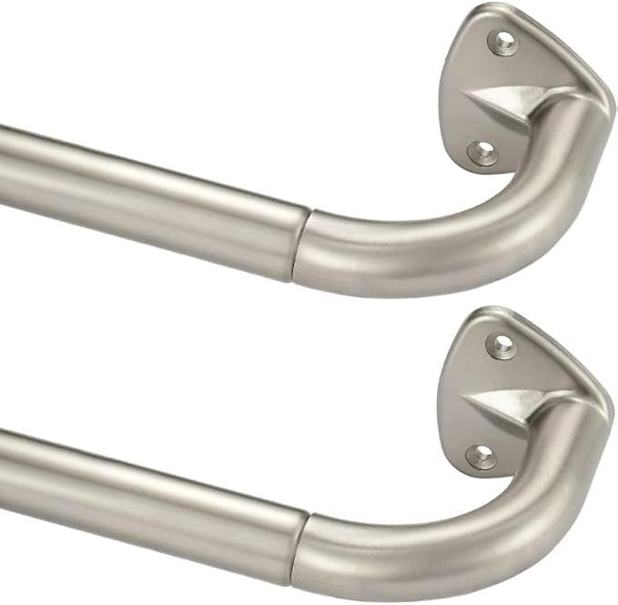 Brushed Nickel Curtain Rods for Windows 28-48", Wrap Around Curtain Rods 2 Pack, Room Darkening C... | Amazon (US)