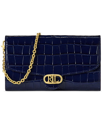 Lauren Ralph Lauren Adair Croc-Embossed Leather Small Crossbody - Macy's | Macy's
