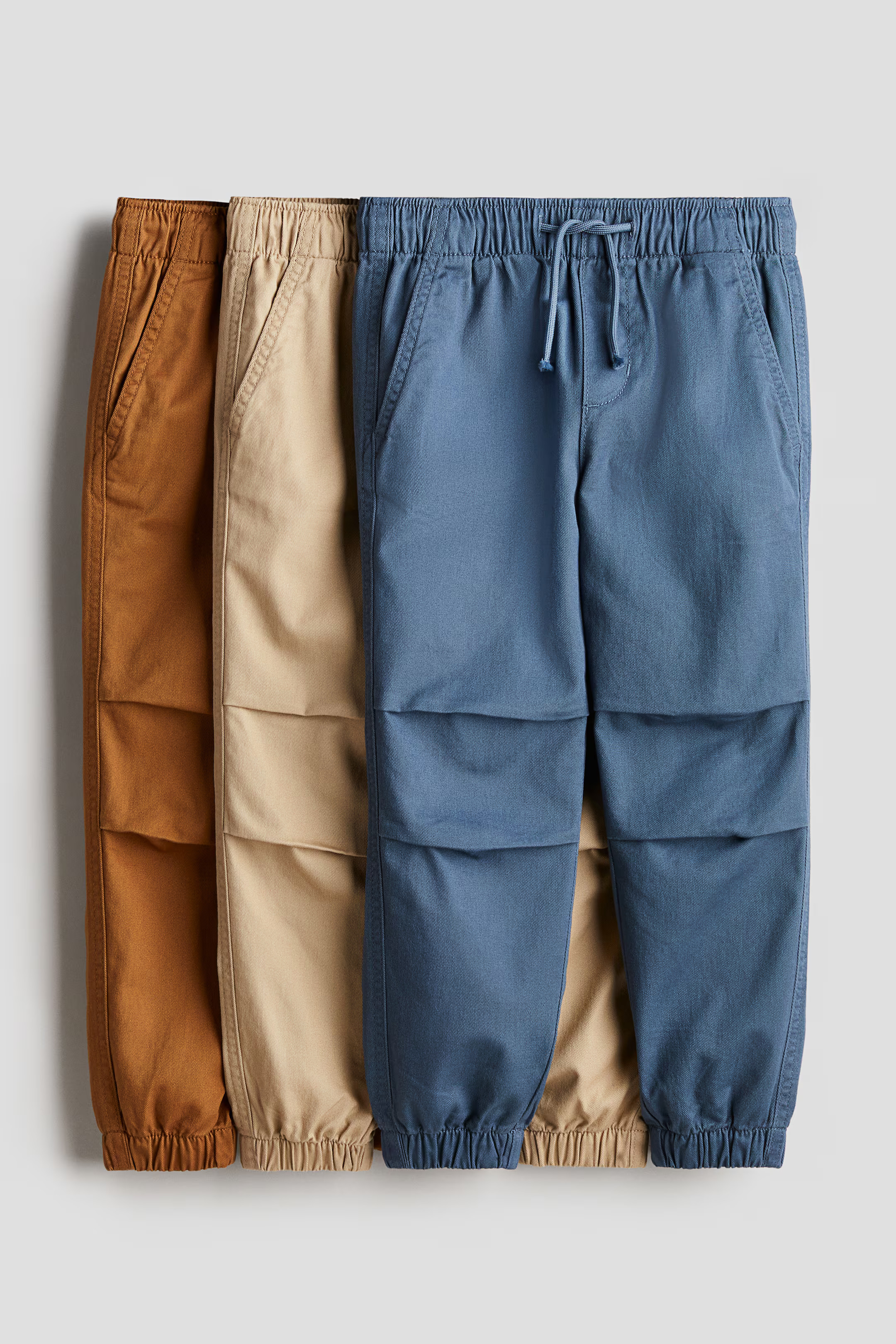 3-pack Cotton Joggers - Blue/light beige/brown - Kids | H&M US | H&M (US + CA)