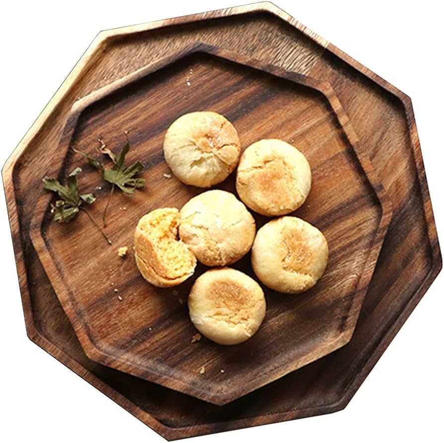 Set of 2 Wooden Serving Trays - Square Platter for Cheese, Fruit, Vegetables | Amazon (US)