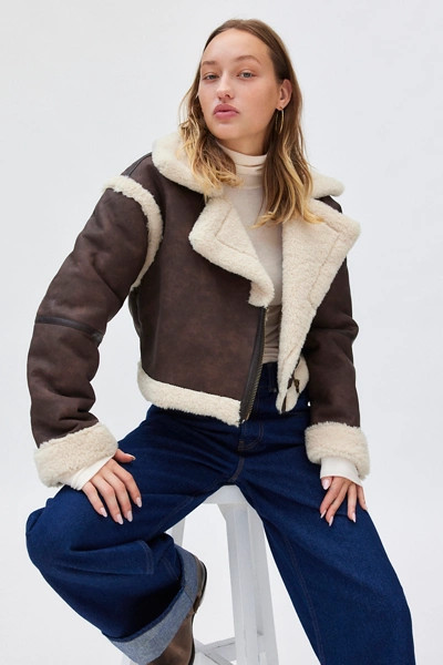 BDG Leigh Cropped Aviator Jacket | Urban Outfitters (US and RoW)