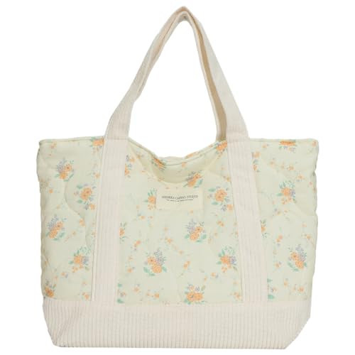 JQWSVE Floral Tote Bag for Women - Coquette Aesthetic Purse - Cute Cotton Quilted Hobo Handbag - Lightweight Small Puffer | Amazon (US)