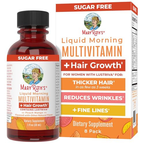 MaryRuth's Liquid Multivitamin + Hair Growth Travel Pack | Biotin 10000mcg | Lustriva Hair Growth Supplement | Clinically Tested in Women for Thicker Hair & Facial Wrinkle | Ages 18+ | 1 Fl Oz | Amazon (US)