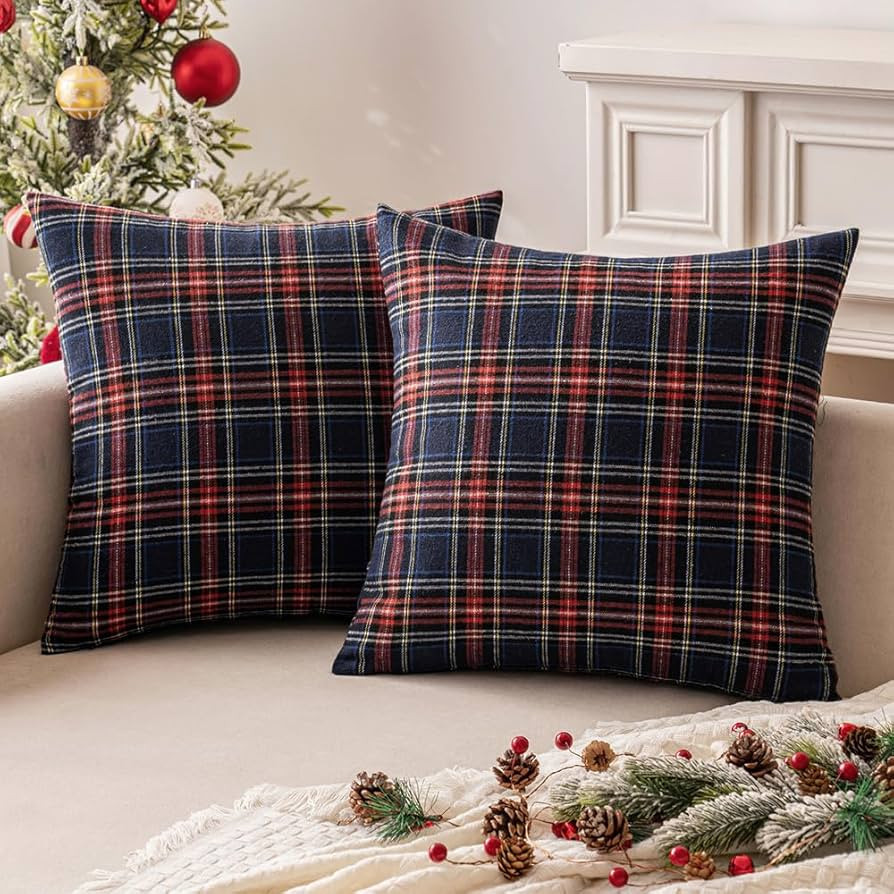 MIULEE Christmas Set of 2 Scottish Tartan Plaid Throw Pillow Covers Farmhouse Classic Decorative ... | Amazon (CA)