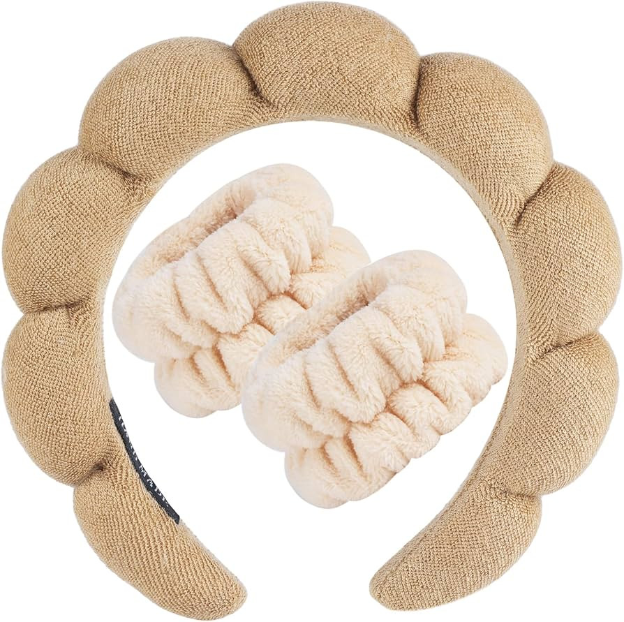 Zkptops Spa Headband for Washing Face Wristband Set Sponge Makeup Skincare Terry Cloth Bubble Sof... | Amazon (US)