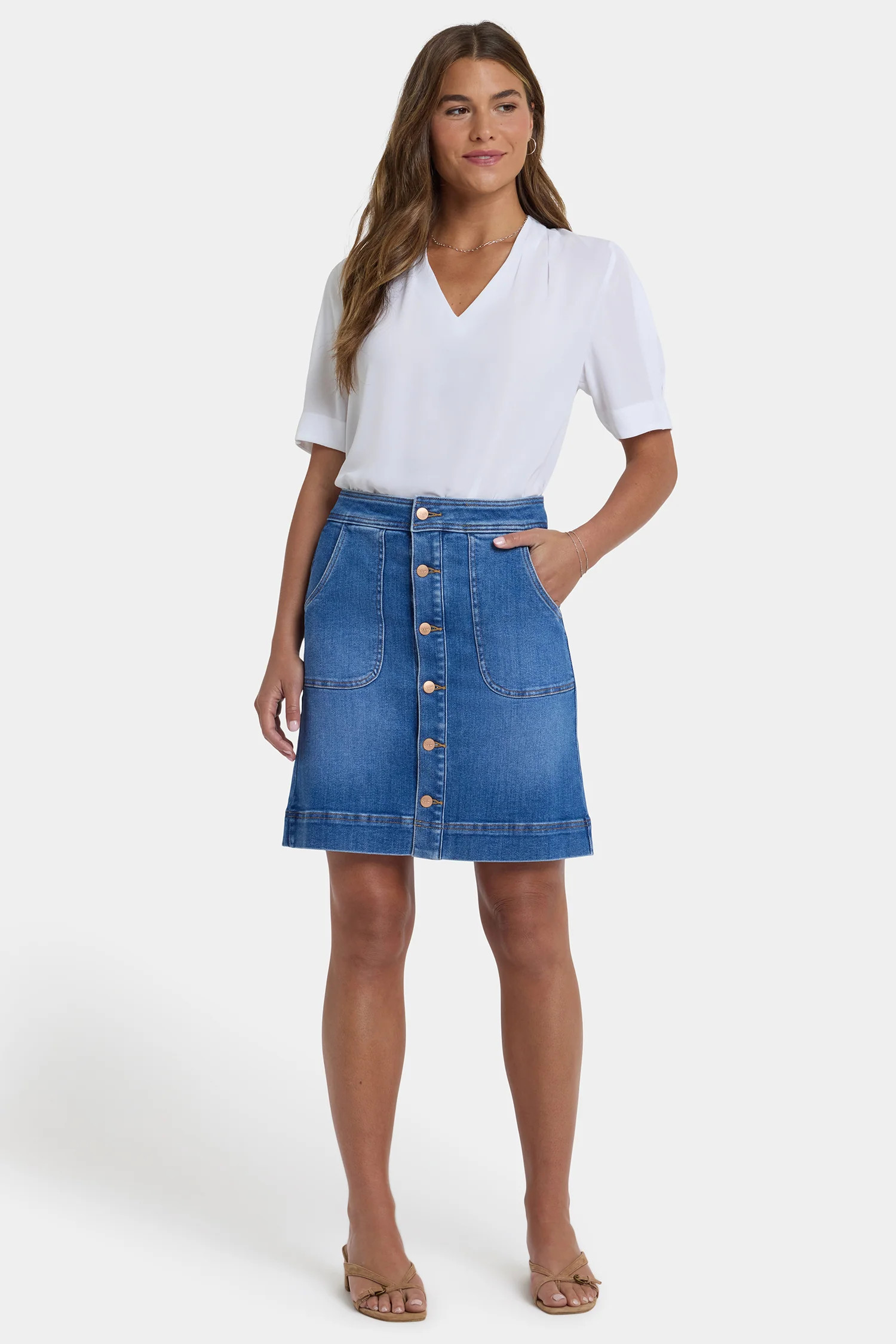 High Rise A-Line Utility Denim Skirt | NYDJ