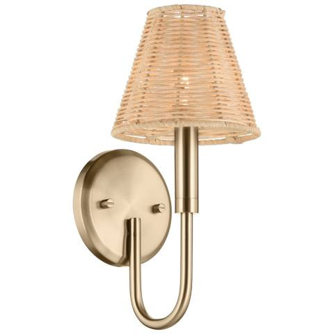 Kichler Bekah 13 Inch 1 Light Wall Sconce with Rattan Shade CPZ | Lamps Plus