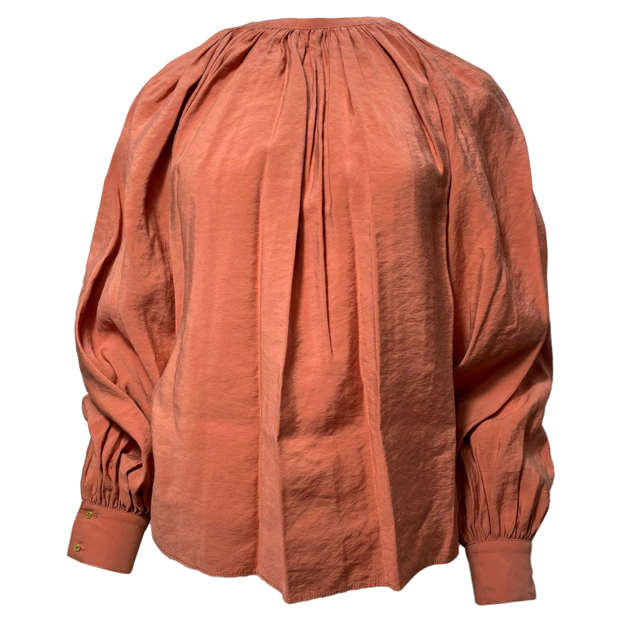 Ulla Johnson Puff Sleeve Blouse in Orange Cotton | Shop Simon