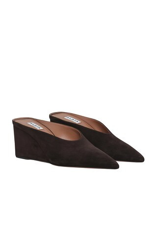 ALAÏA Wedge Mule in Brun Fonce - Chocolate. Size 36 (also in 37, 38). | FWRD 