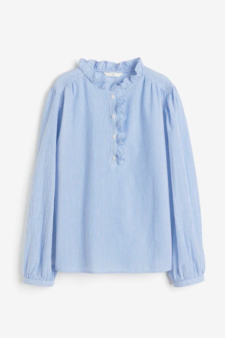 Frill-trimmed pop-over blouse | H&M (UK, MY, IN, SG, PH, TW, HK)