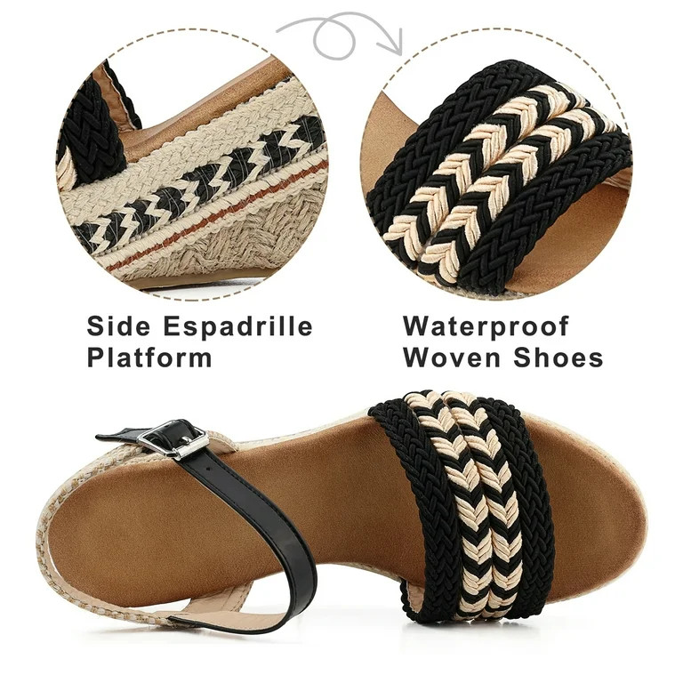 SHIBEVER Summer Wedge Sandals for Women Casual Ankle Strap Open Toe Dressy Espadrilles Platform S... | Walmart (US)