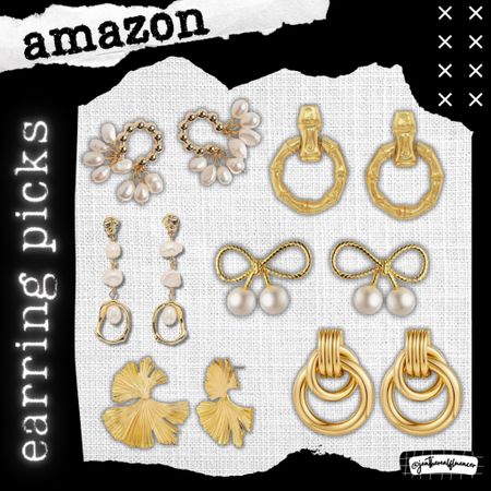 Amazon statement earrings, pearls, gold hoops, bow, pearl, gold statement earrings 

#LTKstyletip #LTKSeasonal #LTKunder100
