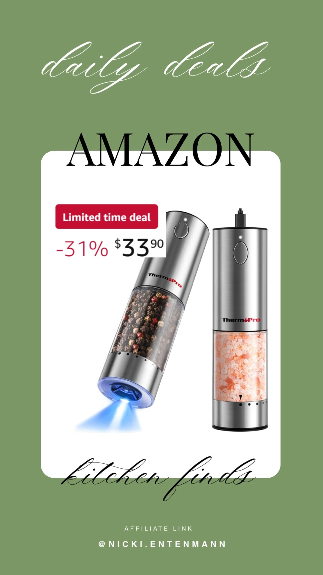 This 100ml electric salt and pepper grinder set rechargeable brings cheerful flavor and effortless ease to everyday cooking with modern flair. #SaltAndPepperGrinder #ElectricGrinder #KitchenEssentials #CookingMadeEasy #RechargeableTools #SmartKitchen #CulinaryStyle #FoodLovers #HomeCooking #SpiceItUp 🌶️⚡🍴
 

 #LTKmomlife #LTKfoodie #LTKHome