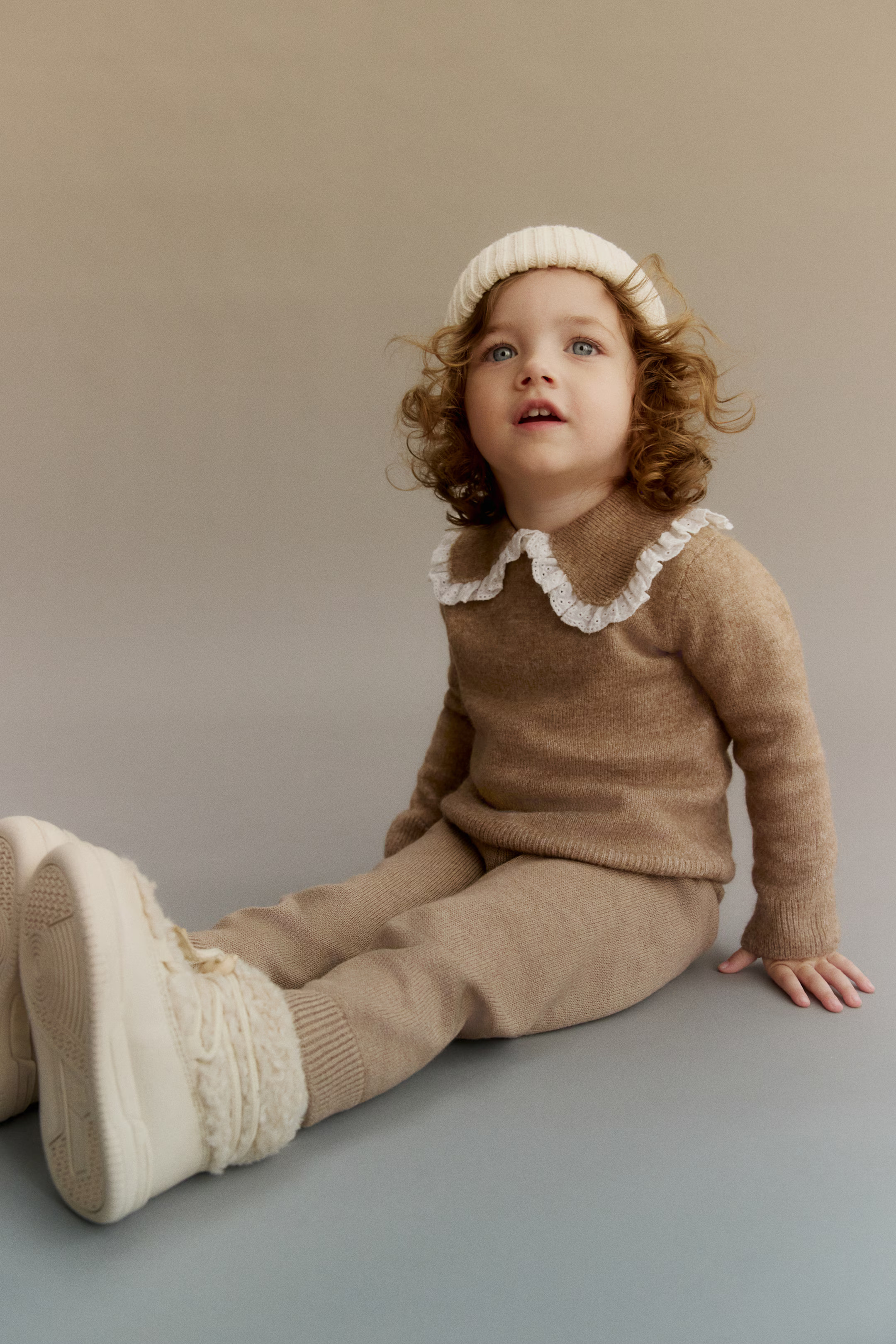 Sweater with Peter Pan Collar - Light brown melange - Kids | H&M US | H&M (US + CA)