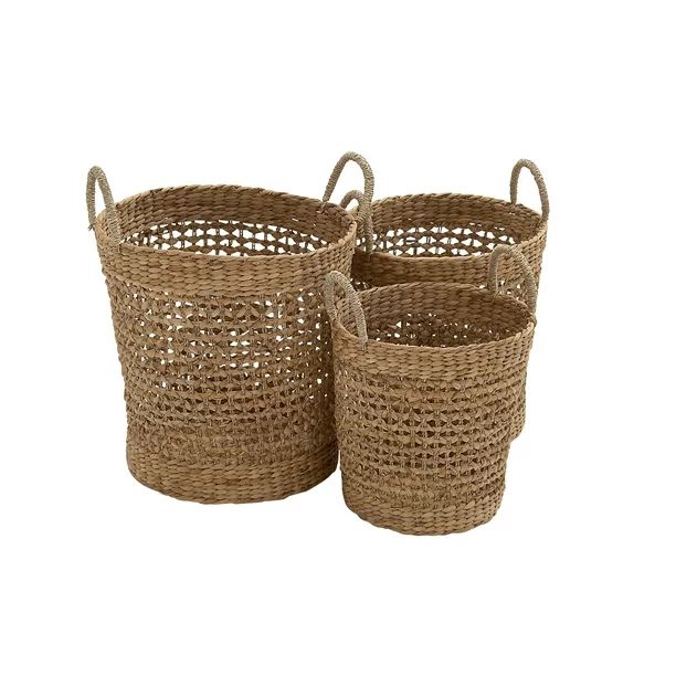 DecMode 21", 18", 16" Brown Sea Grass Natural Storage Basket, 3 - Pieces | Walmart (US)