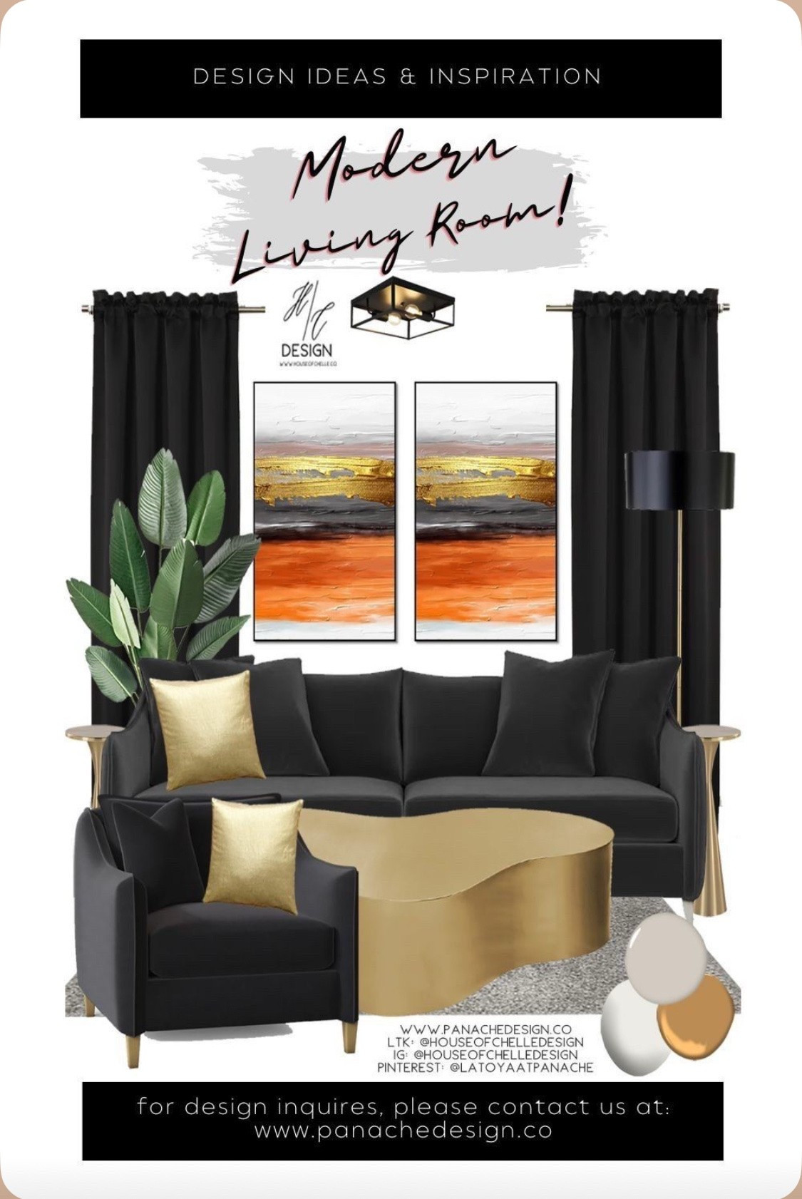 Modern black and gold living room, Affordable living room design. Follow me for more home decor finds, home designs and home design moodboards.

Living room decor, sofa, coffee table, end tables, artwork, lighting, lamp, floor lamp, rug, accent chair, curtains, plants, pillows 

Wayfair home decor / Amazon home decor / Target home decor / affordable home decor / home decor / living room design / home refresh / home decor / modern decor

#affordablehomedecor #homedecor #livingroomdesign #livingroominspiratiion #amazonhomedecor #wayfairhomedecor #modernhomedecor

#LTKHome