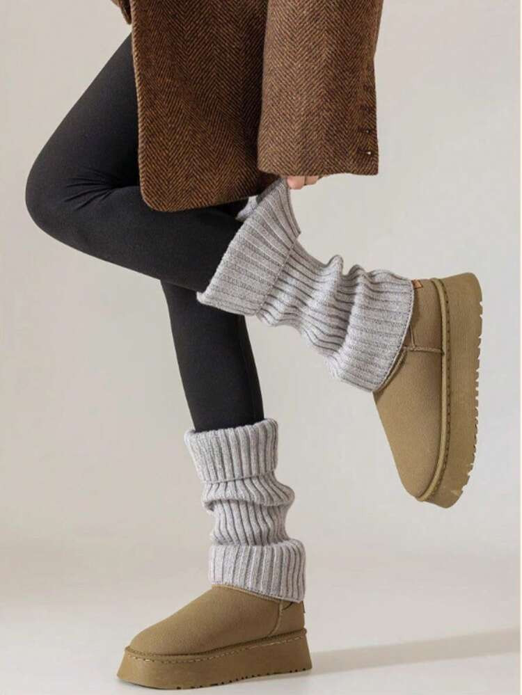 A Pair Of Casual Cute Cotton Ladies' Mid Socks Winter Women's Clothing And Accessories Christmas Christmas Stockings Knee-High Socks | SHEIN