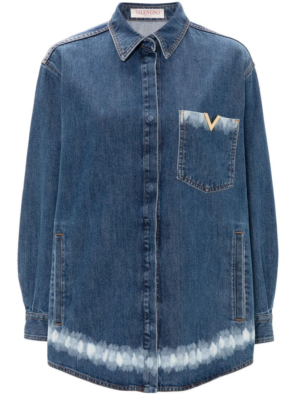VGold-detail denim shirt | Farfetch Global