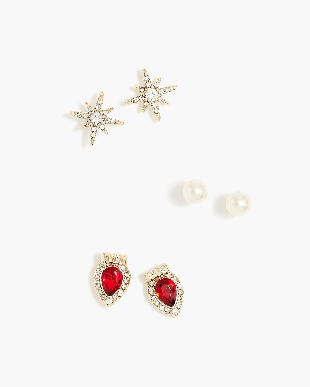 Holiday lights stud earrings set-of-three | J.Crew Factory