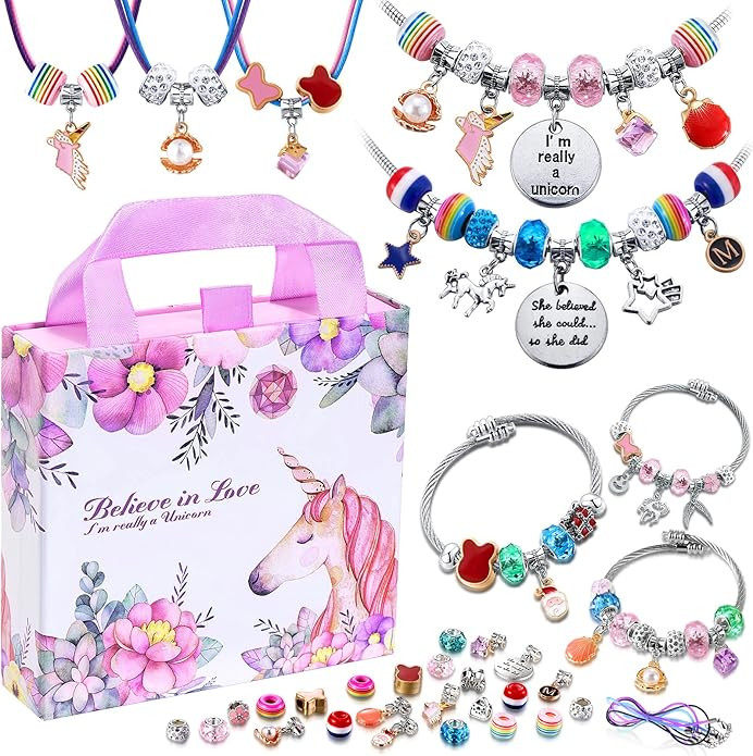 COO&KOO Girls Charm Bracelet Making Kit: A Perfect Gifts Unicorn Girls Toy for Ages 6 7 8 9 10 Gi... | Amazon (US)