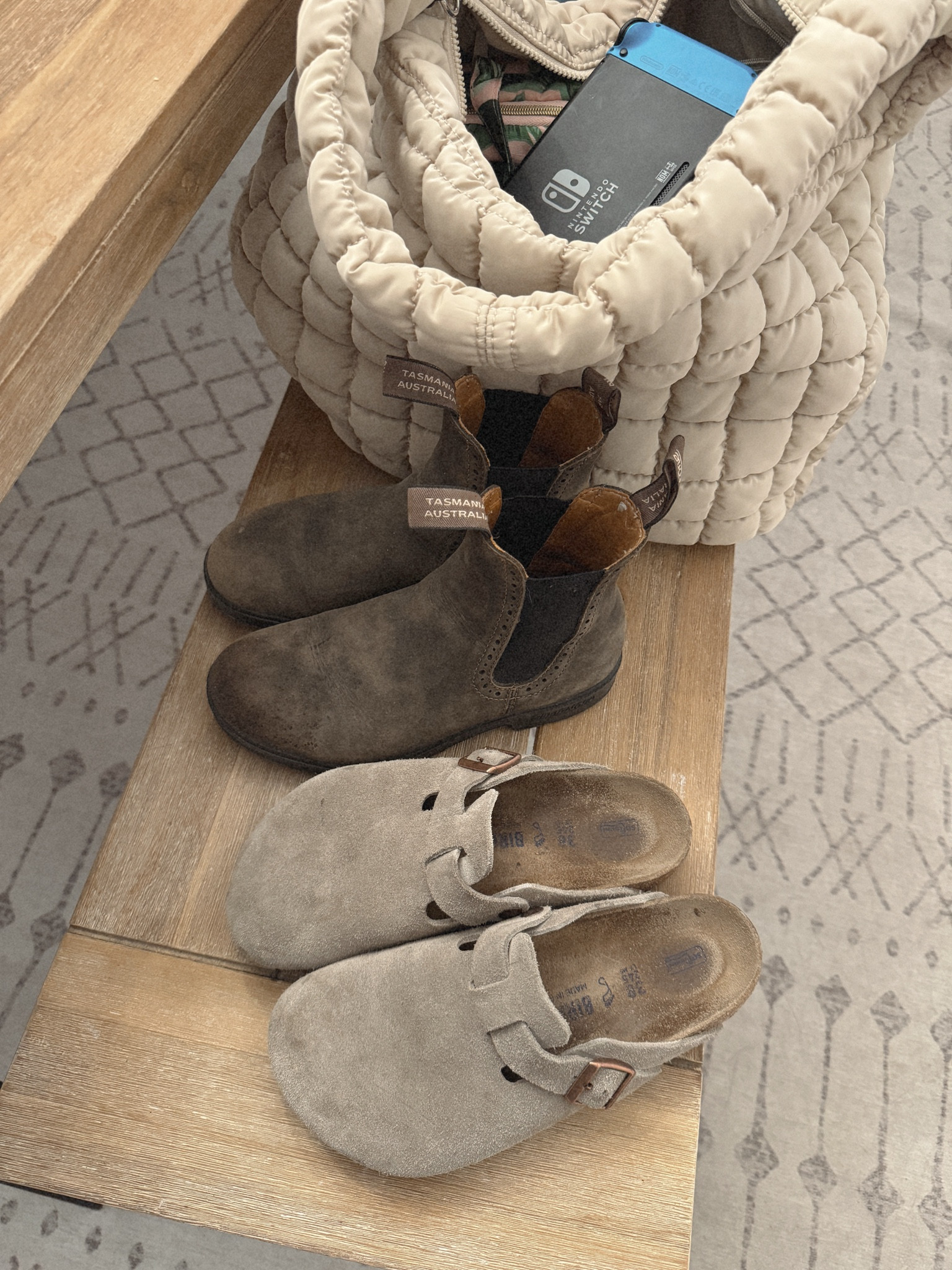 - Road trip essentials -

• Free People Movement Quilted Carry All
• Blundstone High Top Boots - Rustic Brown
• Birkenstock Boston - Taupe - Suede Leather
• And my Nintendo Switch, of coursee

#LTKtravel #LTKaustralia #LTKshoecrush