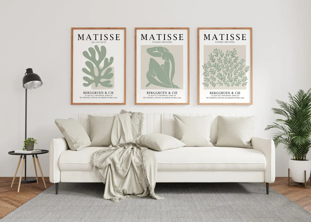 Sage Green Matisse Print Set of 3, Abstract Printable Wall Art, Henri Matisse Exhibition Poster, ... | Etsy (US)